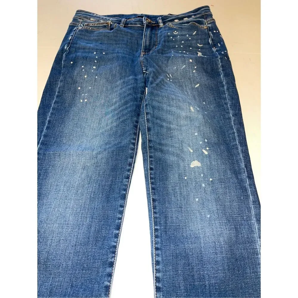 J.Jill Denim 4 Regular‎ BOYFRIEND Straight-Leg Ankle Jeans Paint Splatter